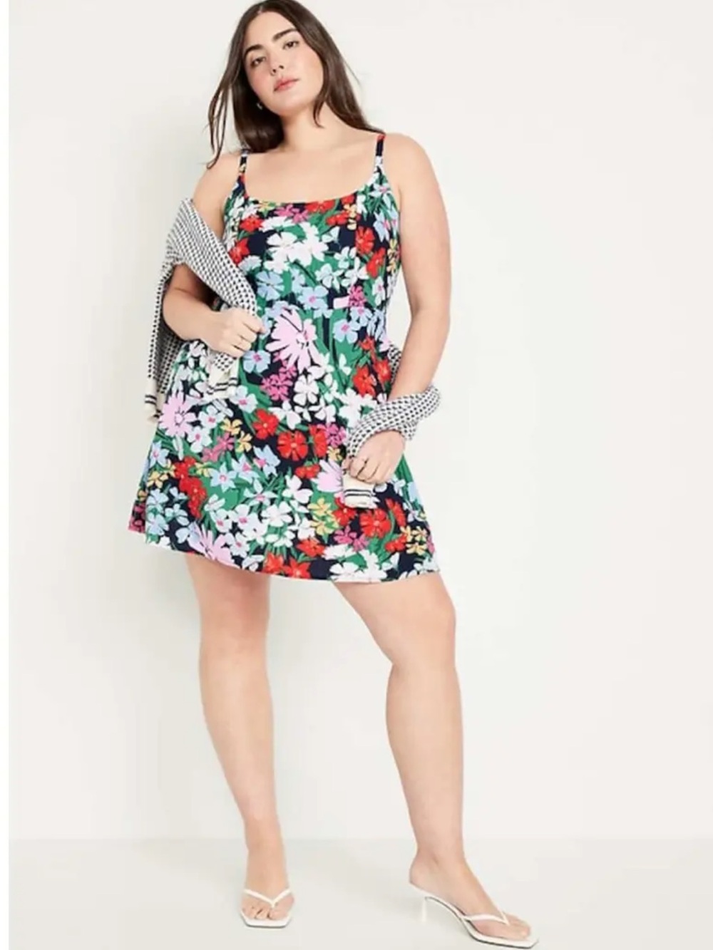Floral Scoop Neck Mini Dress in Multicolor